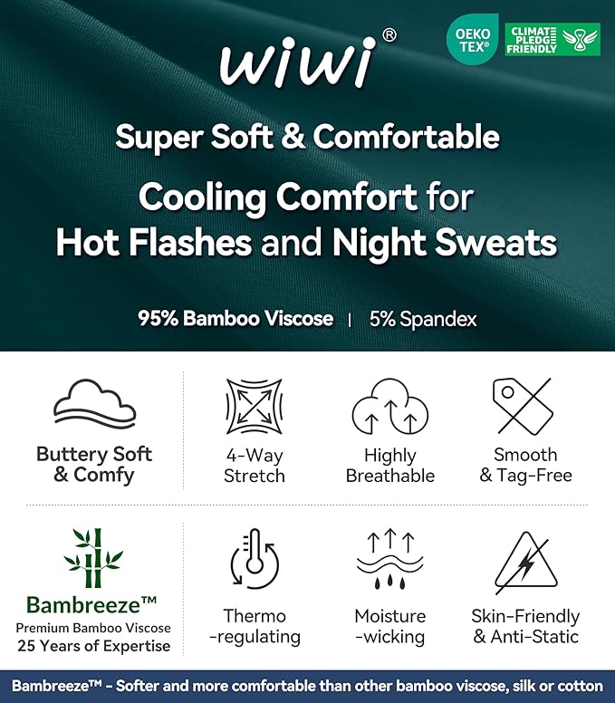 WiWi Women's Robe Long Sleeve Bathrobe with Pockets Soft Kimono Spa Lightweight Robes Bamboo Viscose Loungewear S-XXL