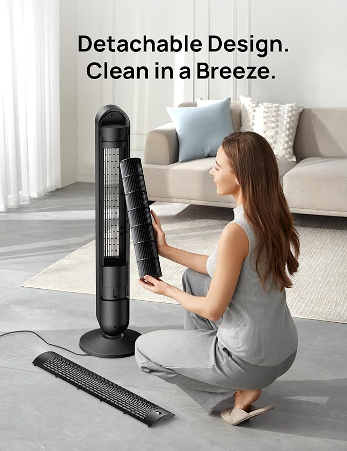 Dreo Smart Tower Fan WiFi Voice Control, Works with Alexa/Google, Cruiser Pro T1S Floor Standing Bladeless Oscillating Fan with Remote, 6 Speeds, 4 Modes, 12H Timer, for Indoor Bedroom Home Office