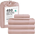 LANE LINEN Split King Sheets Sets – 450 Thread Count 100% Cotton Bed Sheets, Soft & Naturally Cooling, 15” Deep Pocket Fully Elasticized Fitted Sheet, Machine Washable Hotel Bedding, Sepia Rose
