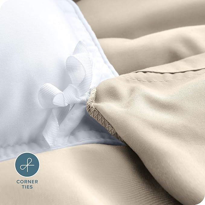 Bare Home Bedding Duvet Cover Queen Size - Premium 1800 Super Soft Collection - Lightweight, Cooling Duvet Cover - Soft Breathable Bedding (Queen, Sand)