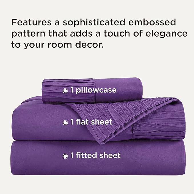 Bedsure Twin Sheets Set - 3 Pieces Soft Twin Bed Sheets - Breathable & Cooling - Hotel Luxury - Easy Care Polyester Microfiber Bedding for Women, Men, Purple