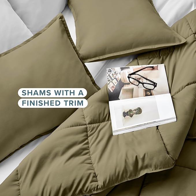 Bare Home Comforter Set - Oversized King Size - Ultra-Soft - Goose Down Alternative - Premium 1800 Series - All Season Warmth (Oversized King, Olive)
