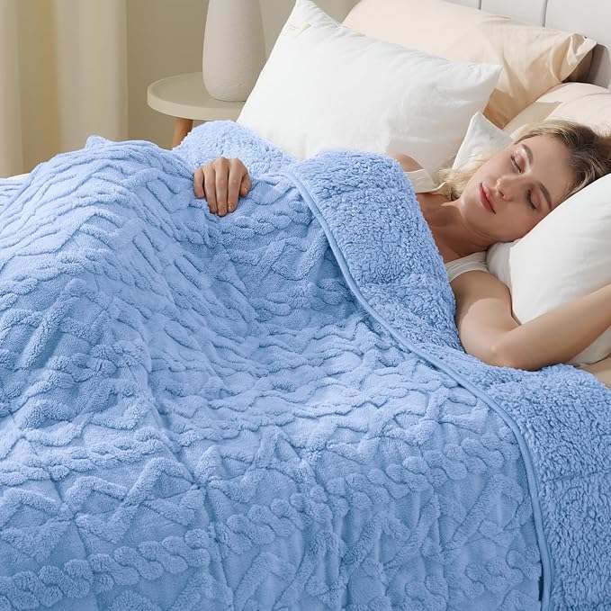Super Fuzzy Soft Sherpa Fleece Weighted Blanket, 20 lbs Dual Sided Fluffy Heavy Weighted Blankets for Adults - No Bunching with Double Layers of Soft Inner Lining (60"x 80", 20 Pounds)