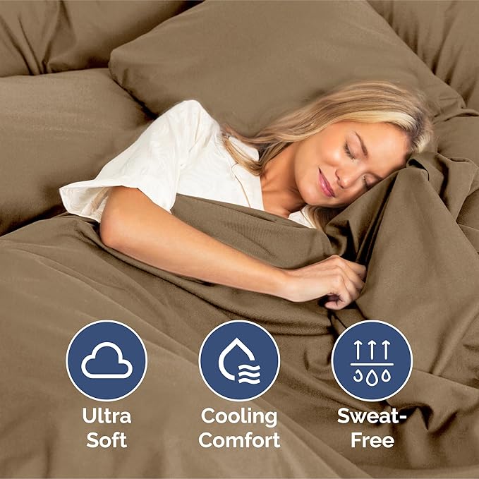 Twin XL Size 3 Piece Sheet Set - Extra Soft, Breathable And Cooling Sheets - Hotel Luxury Bed Sheets for Women & Men - Deep Pockets, Easy-Fit & Wrinkle-Free Sheets - Neutral Brown Oeko-Tex Bed Sheets