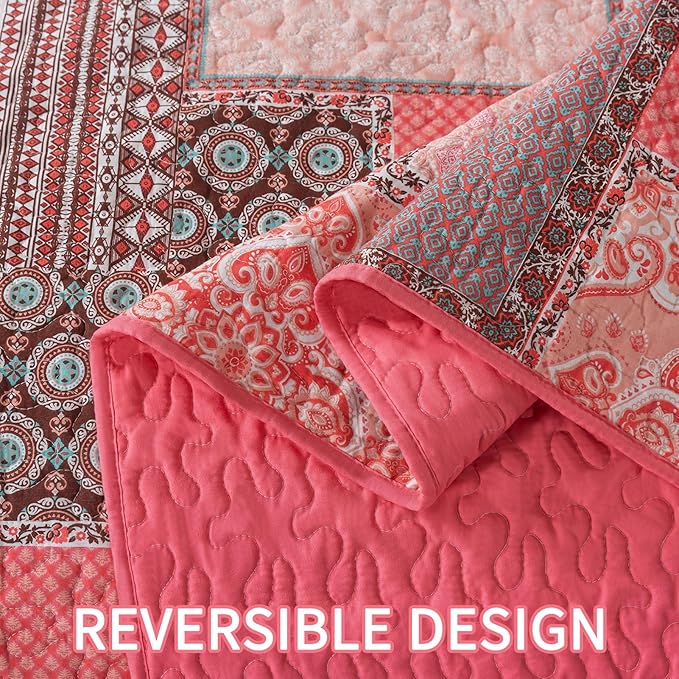 BEDIFANY Cotton King Quilt Set, Farmhouse King Size Quilt Bedding Set with 2 Pillow Shams, 3 PCs Lightweight King Size Bedspreads for Bed Decorations - All Seasons Coverlet Sets