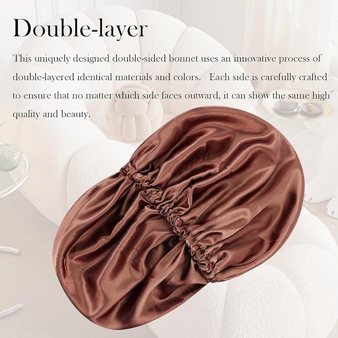 Satin Bonnet Double Layer Silk Bonnet for Sleeping Women Hair Care for Natural Curly