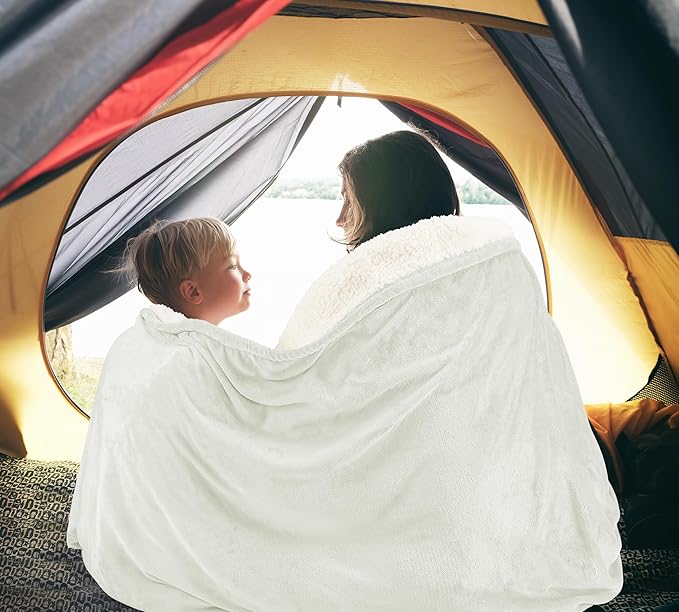 Utopia Bedding Sherpa Blanket California King Size (Ivory, 102x96 Inches) - Soft Plush Fleece Reversible Blanket for Bed, Sofa, Couch, Camping and Travel
