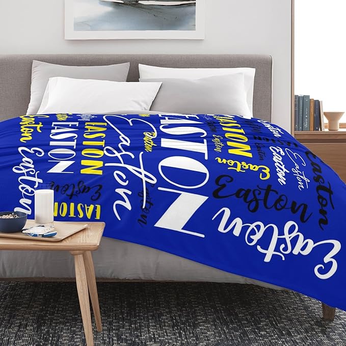 Name Blanket Personalized Blanket for Adult Kids Flannel Customize Throw Blanket Custom (Color 21, 50 x 60 Inches)