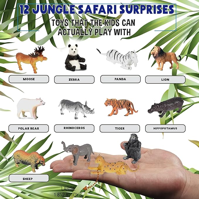 Bath Bombs for Kids with Surprise Inside- 12 pk Kids Bath Bombs with Jungle Toys, Organic, Natural, Skin-Moisturizing Bubble BathBombs. Stocking Stuffers Christmas Gifts for Boys, Girls, Toddlers