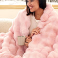 Bedsure GentleSoft Fluffy Faux Fur Blanket Twin Size, Fuzzy Soft Bubble Blanket for Couch, Faux Fur Decor for Home Bedroom Living Room, Thick Furry Cozy Gifts for Women, Tie-dye Pink, 60x80 Inch