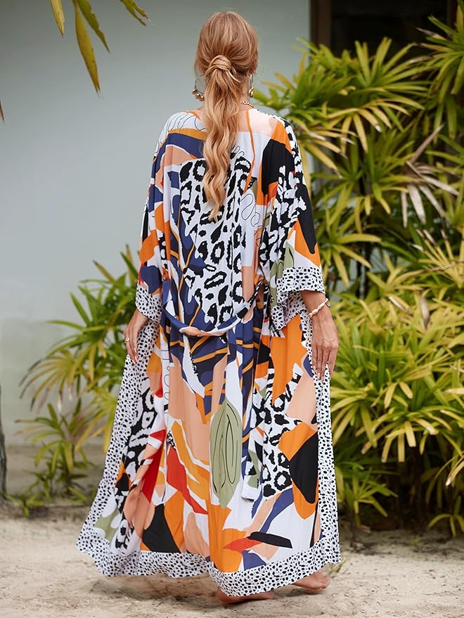 Women Casual Open Front Lightweight Cardigan Long Beach Kimono Cover Up