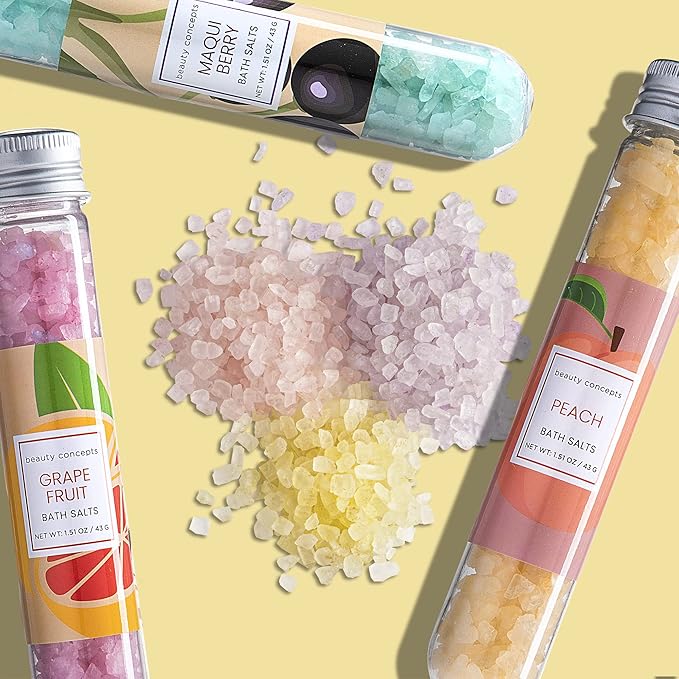 B.C. Beauty Concepts Aromatherapy Bath Salts- Epsom Salts for Soaking, Relaxing Bath Spa Set, Scented in Vanilla Almond, Shea Butter, Sweet Mint, Honey Rose, and Lavender, Fun Fruits