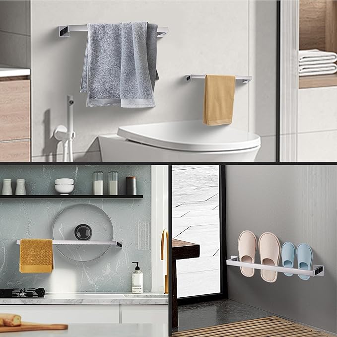 LANC 20-Inche Silver Towel Bars for Bathroom Wall Mounted Chrome Polished Bath Towel Racks Total-22” Towel Rods Stainless Steel Towel Rails for Lavatory Towel Holder Towel Hanger, A8804CP-5P1