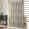 Fabric Shower Curtain, Beige Grey Blue Printed Boho Paisley Damask Pattern Shower Curtains for Bathroom, Waterproof Bathroom Curtains, 62" W x 72" H