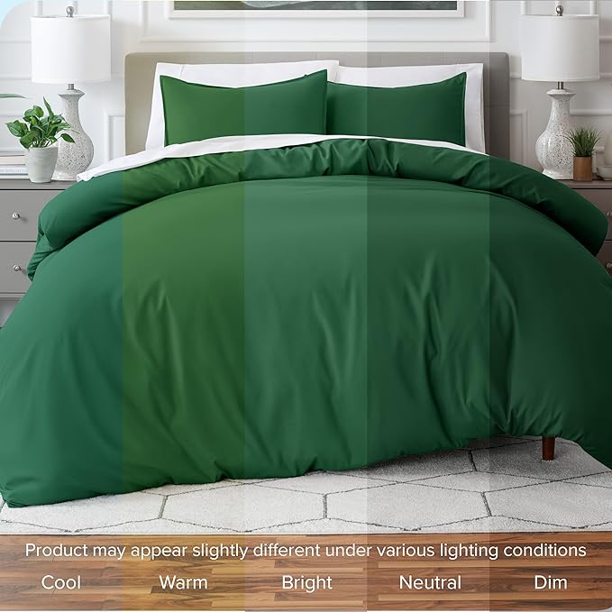 Bare Home Bedding Duvet Cover Extra Long Size - Premium 1800 Super Soft Collection - Lightweight, Cooling - Soft Breathable Bedding Duvet Cover (Twin/Twin XL, Forest Green)