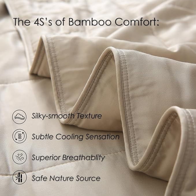 EP Mode Lightweight Quilt Blanket for Summer, Viscose from Bamboo Fabric & Filling, Natural, Breathable & Machine Washable- Sandshell, King