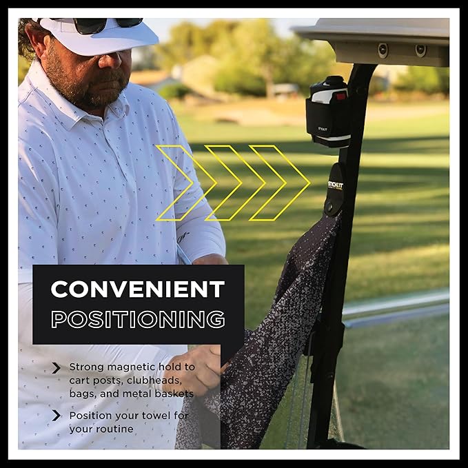 STICKIT Magnetic Golf Towel, Premium 29" Microfiber with Deep Waffle Pockets, Industrial Strength Magnet for Secure Hold to Golf Carts & Clubs, Ultra-Absorbent, Fast-Drying, Easy-Clean Design