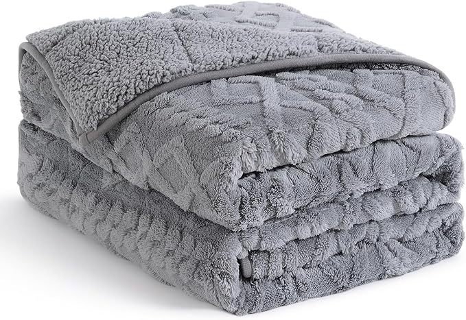 Topblan Weighted Blanket for Adults 20 lbs, Soft Cozy Warm Weighted Throw Blanket with Dual Sided Sherpa, Fuzzy Fluffy Adlut Heavy Blanket for Sleeping and Relaxing, Grey, 60 x 80 inches