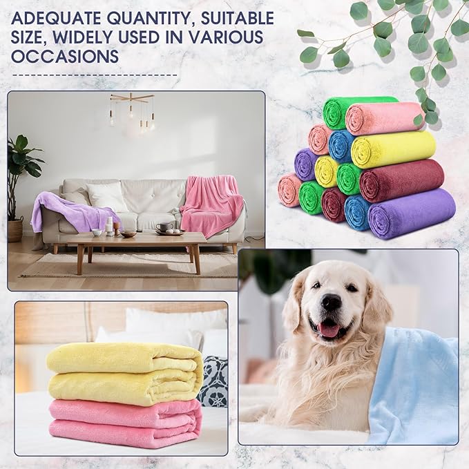 18 Pieces Fleece Blankets Bulk for Wedding 50 x 60 Inch Soft Lightweight Flannel Throw Blankets Bulk for Wedding Guests Home Outdoor Couch Sofa Bed Gifts(Multi Colors)