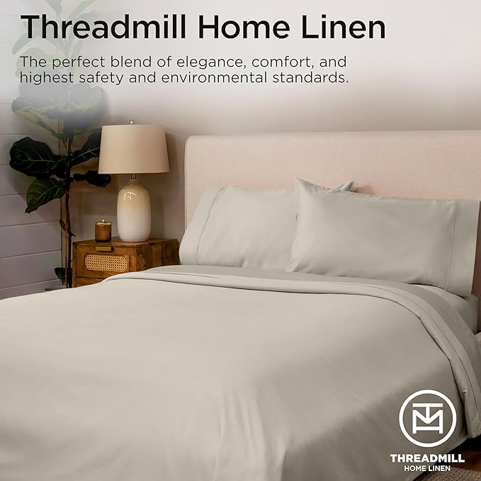 Threadmill King Size Sheets | 800 Thread Count King Bed Sheets Set for King Mattress 16” Deep Pocket | Sateen Weave, Better Than Egyptian Cotton, 4-Piece Bedding Set with Cooling Effect | Taupe