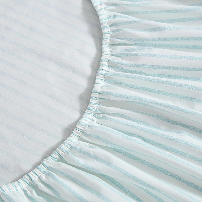 Tommy Bahama - Queen Sheet Set, Cotton Percale Bedding Set, Super Soft, Oeko-Tex Certified (Cool Beach Stripe Turquoise, Queen)