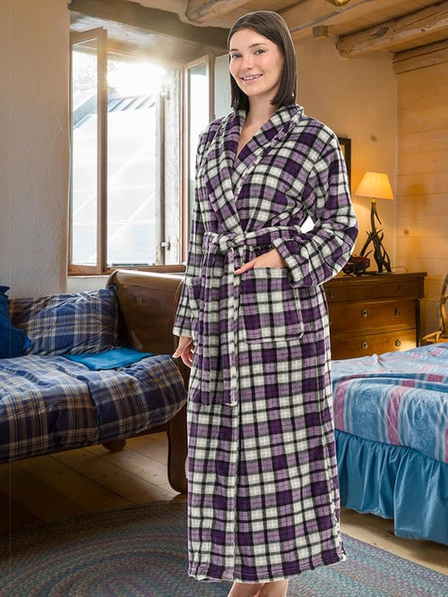 Alexander Del Rossa Plush Robe for Women, Long Fleece Winter Bath Robe, Plus Size