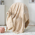 Sivio Weighted Blanket Full Size 15 lbs for Adults, Sherpa Fleece Weighted Blanket Jacquard Heavy Blanket for Sleeping, Reversible Super Soft Warm Cozy Fluffy Blanket for Adult， 48 x 72inches, Khaki