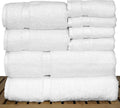 Luxury Hotel & Spa Quality, Highly Absorbent 100% Turkish Cotton, 750+ GSM, Eco Friendly Towel, Bathroom and Kitchen Dobby Border Towels (8 Piece, White)