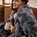 Bedsure GentleSoft Fluffy Faux Fur Throw Blanket, Fuzzy Soft Bubble Blanket for Couch, Faux Fur Decor for Home Bedroom Living Room, Thick Furry Cozy Gifts for Women, Tie-dye Grey, 50x60 Inch
