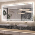 Keonjinn 72" x 36" Lighted Mirror for Bathroom Wall, LED Mirror with Frontlit & Backlit, Large Bathroom Mirror with Lights, Dimmable 3-Color Lights, HD Tempered Glass, UL-Listed LED Driver