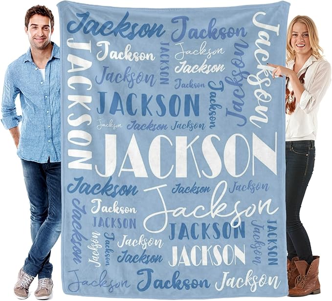 Name Blanket Personalized Blanket for Adult Kids Flannel Customize Throw Blanket Custom (Color 02, 40 x 50 Inches)