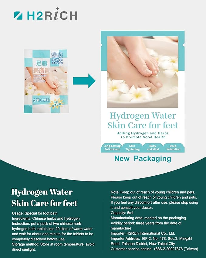 Hydrogen Foot Soak Effervescent Tablets 10 Pack | Ginger & Mugwort Herb Foot Bath, Relaxing Spa Pedicure Care | Improves Circulation, Soothes Tired Feet, Softens Calluses, Controls Odor