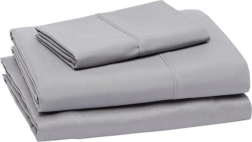 Amazon Basics Lightweight Super Soft Easy Care Wrinkle Free Microfiber 3 Piece Bed Sheet Set with 14-Inch Deep Pockets, Twin, Dark Gray, Solid, Kids, Men & Women Bedding