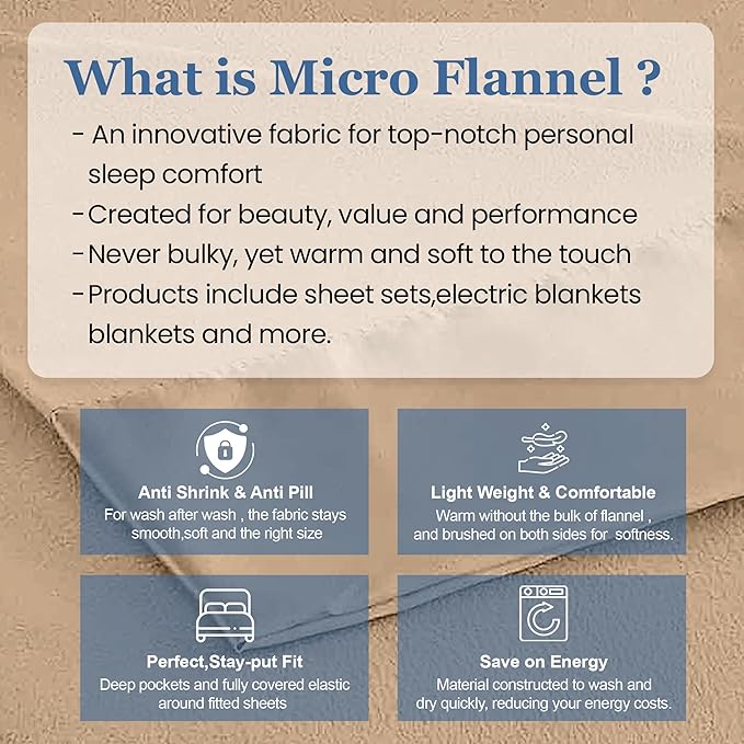 Thermee Micro Flannel King Size Blankets, Lightweight All Seasons Cozy Blanket, Throw Blankets for Home and Living Room, Comfy & Soft Blanket for Couch, Machine Wash, No Pilling - Tan