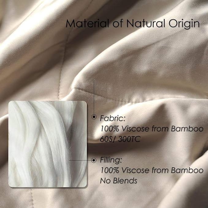 EP Mode Lightweight Quilt Blanket for Summer, Viscose from Bamboo Fabric & Filling, Natural, Breathable & Machine Washable- Sandshell, Twin