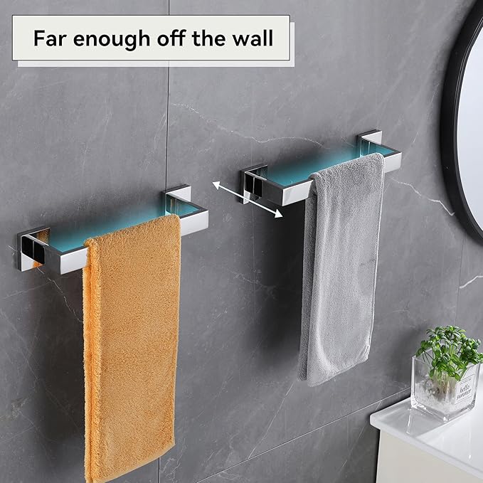 LANC 12-Inche Towel Bars for Bathroom Wall Mounted Chrome Polished Total-14” Stainless Steel Towel Hanger Silver Hand Towel Holder for Cabinet Kitchen Towel Racks Towel Rods, A8804CP-3P1