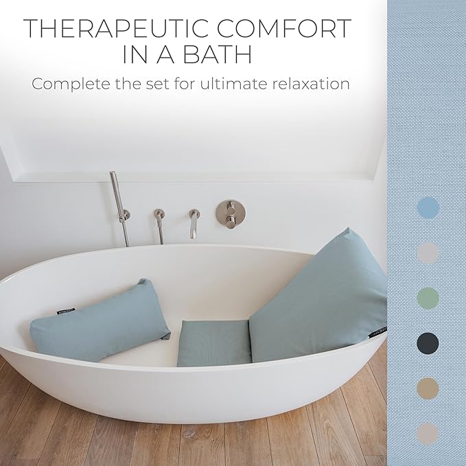 BADESOFA® Luxury Seat Cushion for Bath | Premium-Quality Materials | Comfortable & Quick-Drying | Washable Bath Pillow in Blue | Home Spa | Suitable for Bathtub, Steam Sauna & Hot Tub