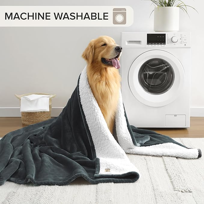 UGG Ariana King/California King Blanket Fleece Fluffy Reversible Soft Fuzzy Bedding Cozy Plush Oversized Blanket Machine Washable Bedroom Decor for Big Couch or Bed, 110-inch x 90-inch, Charcoal Grey