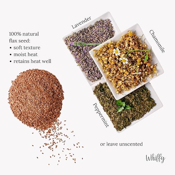 Microwave Heating Pad Filled with Flax Seed and Choice of Dried Herbs, Herbal Cold Pack, Good Size for Back Pain and Cramps, Hot and Cold Therapy, 6" x 12" (Meow, Lavender & Chamomile)