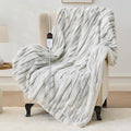 Heated Blanket Throw - 50"x60" Fast Heating Bed Electric Blankets Throw with 6 Heating Levels & 4 Hours Auto Off, Soft Ribbed Faux Fur Sherpa, Over-Heated Protection ETL, Light Gray