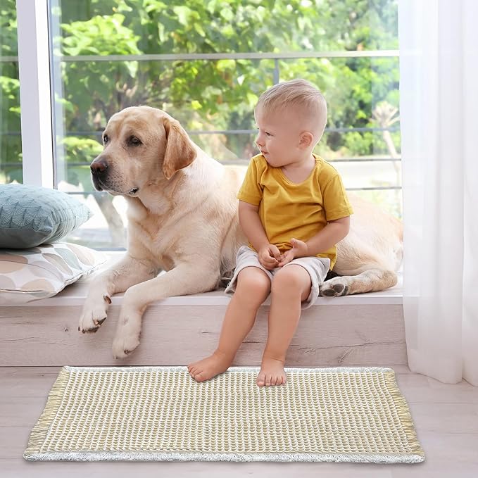 ZALL Beige Waffle Bath Mat,Super Absorbent Non Slip Bathroom Rug,Cream 24x36inch,Machine Washable Ultra Soft Floor Mats