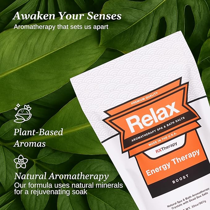 Relax Spa & Bath, Epsom & Dead Sea Salts, Aromatherapy Bath Salts for Hot Tub, Bath, or Spa, Infused with Magnesium, Energy Therapy