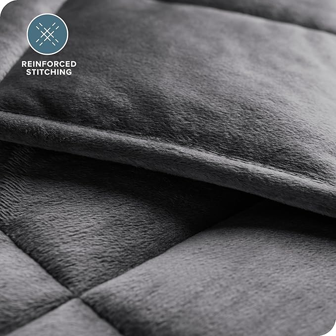 Bare Home Weighted Blanket Twin or Full Size 7lb (40" x 60") - Minky Fleece - Premium Heavy Blanket Nontoxic Glass Beads (Grey, 40"x60")