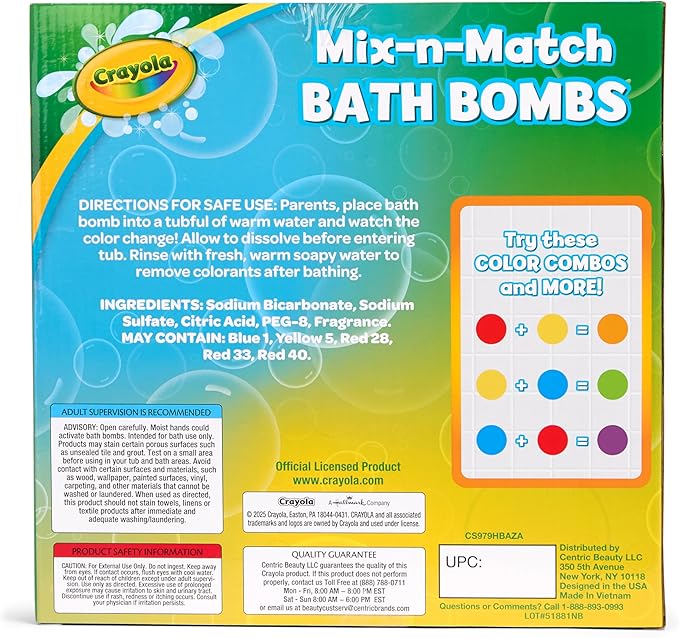 Crayola Color-Twist Bath Bombs 25 Deluxe Pack, Color Changing Bath Bombs in Classic Crayola Colors with Surprise Colored Inside, Color Your Bath Non-Toxic Bathbomb Fizzies for Boys & Girls