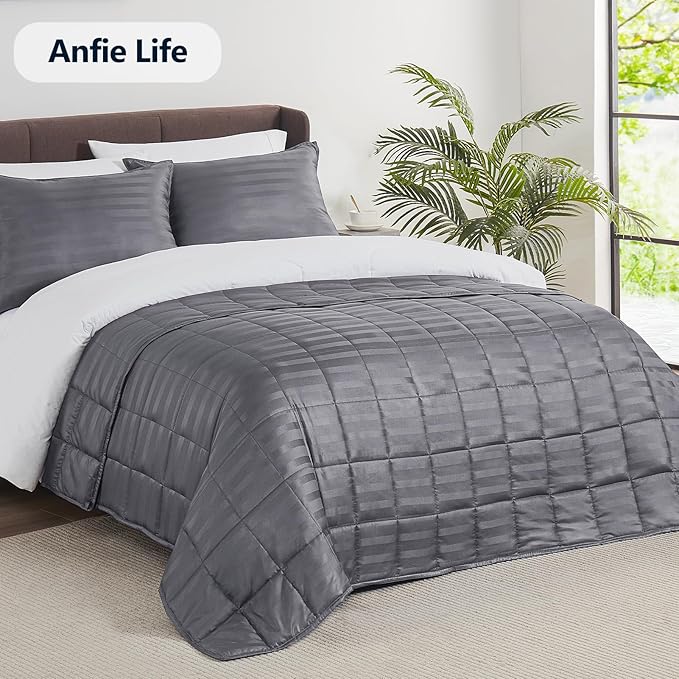 Weighted Blanket King Size (88"x104" 25lbs),Ultra Soft and Cozy Cooling Weighted Blanket King Size for Adult,Heavy Blanket with Machine Washable Soft Blanket, Stripe Grey