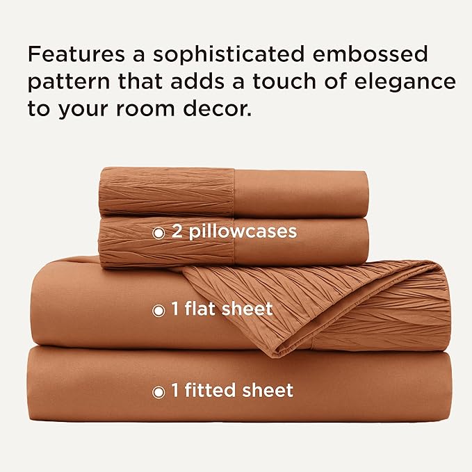 Bedsure California King Sheet Sets - 4 Pieces Soft Cal King Sheets - Breathable & Cooling - Hotel Luxury - Easy Care Polyester Microfiber Bedding for Women, Men, Terracotta