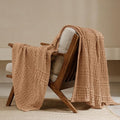 PHF 100% Cotton Waffle Weave Throw Blanket, Soft Lightweight Breathable Cozy Throws for Couch Bed Sofa, Luxury Aesthetic Woven Blanket for Home Decor & Office, 50"x60", Clay