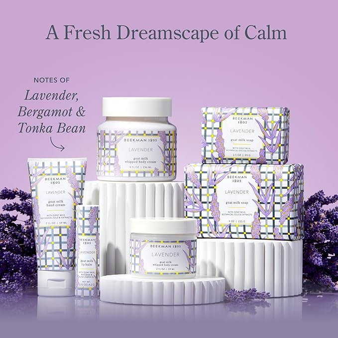 Beekman 1802 Pure Goat Milk Hand Cream, Lavender - Scented - 2 oz - Moisturizing Lotion for Dry Skin - Anti-Aging Hydration - Good for Sensitive Skin - Cruelty Free