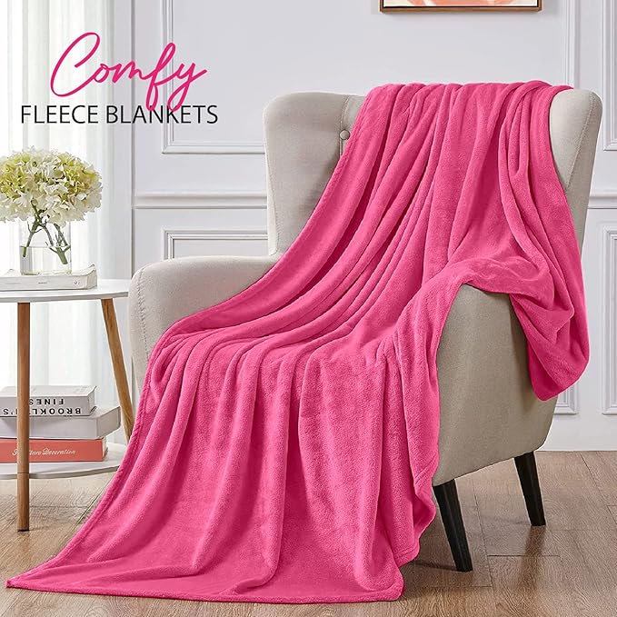 Personalized Passion Blankets with Custom Name & Initial Monogram - Super Soft and Cozy Fleece - Unisex Custom Blanket for Him and Her - 80x60 Inches - Hot Pink