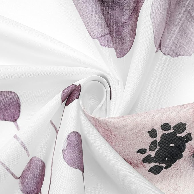 Gibelle Watercolor Floral Shower Curtain, Plum Beige Flower Shower Curtain for Bathroom, Modern Minimalist White Waterproof Fabric Shower Curtain Set with Hooks 72x72 Inch